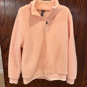 Sweaty Betty Soft Pink Fleece Quarter-Zip Sweater